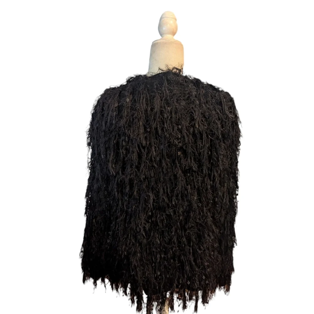 Bibi Shaggy Whimsigoth Witchy Dark Romantic Soft Black Cardigan Sweater Sz L - Picture 3 of 8